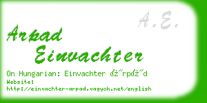 arpad einvachter business card